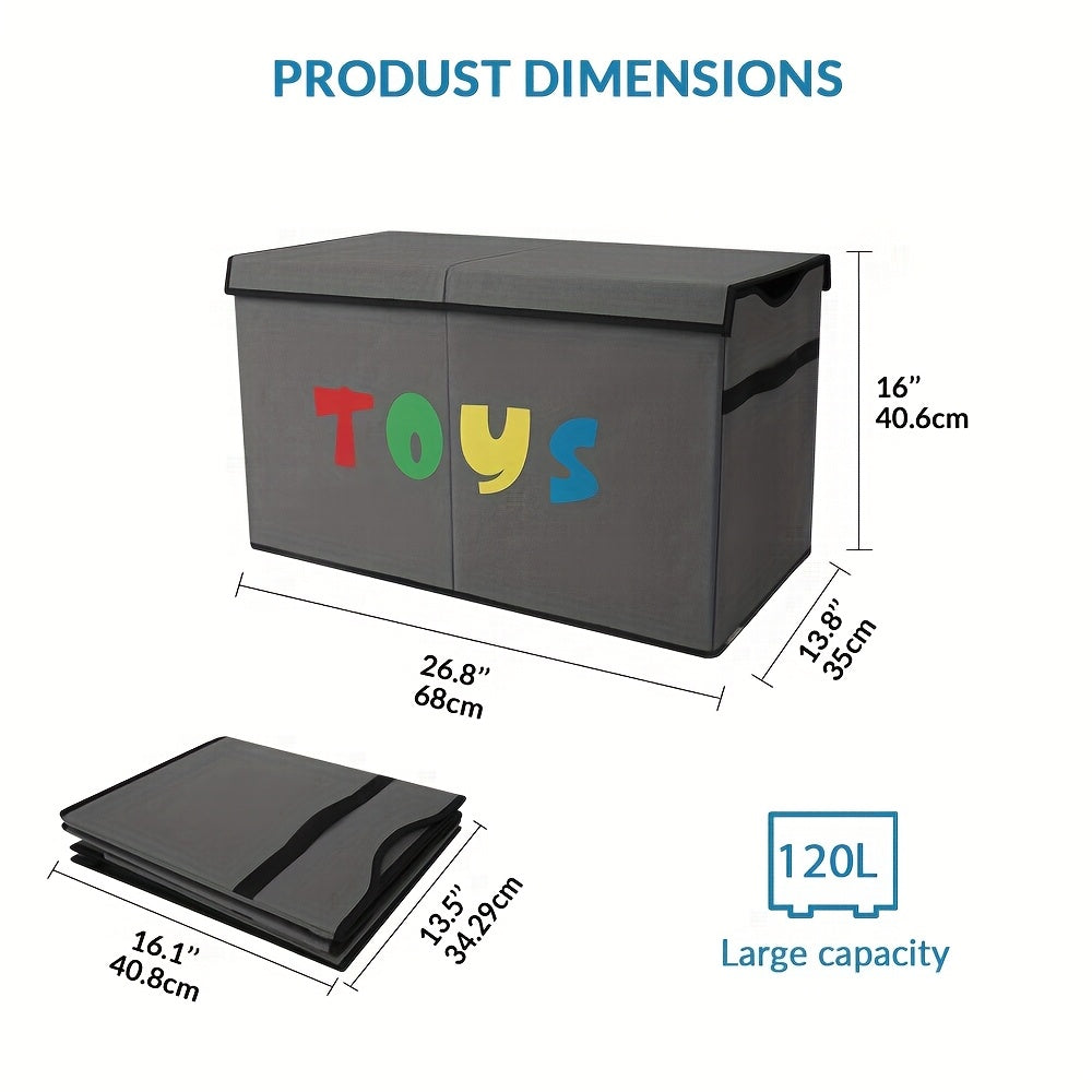 31.7gal Extra Large Toy Box (Patents and Copyrights Pending), Collapsible Sturdy Kids Toy Chest for Boys, Girls, Kids, Toy Storage Organizer Toddler Storage Bins with Lids, Toy Box Baskets for Living Room, Bedroom, Nursery Sh