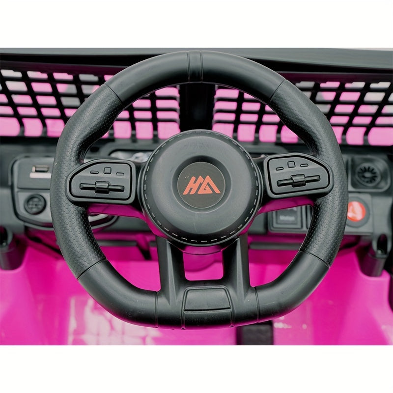 Perfect gifts for childhood 12v ride on car w/remote control, children's toy off-road vehicle w/ power display, LED headlight, 3-point safety belt, 4 independent shock absorber, 2 powerful motors