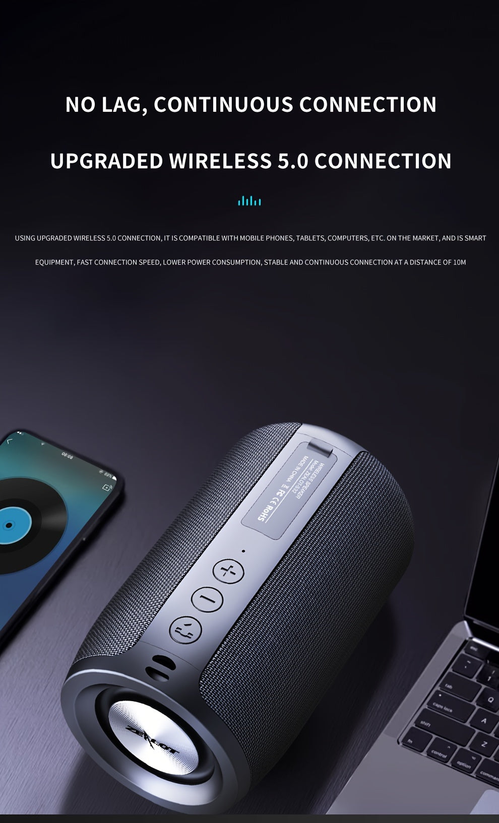 ZEALOT S32 5W Wireless Speakers, Outdoor Portable Subwoofer Speaker, Wireless Speaker, Dual Pairing, 1800mAh Battery, 8 Hours Playtime Loud Stereo, Booming Bass. Charging Cable TF USB Plug-in Card Compatible