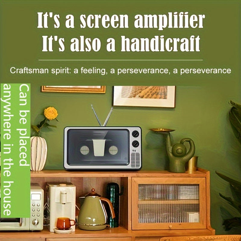 12-Inch Retro TV Shape Phone Screen Amplifier - Screen Expanders & Magnifiers for Movies, Videos, and Games - 3D Magnifier Screen Extender with Phone Stand Compatible with All Smartphones