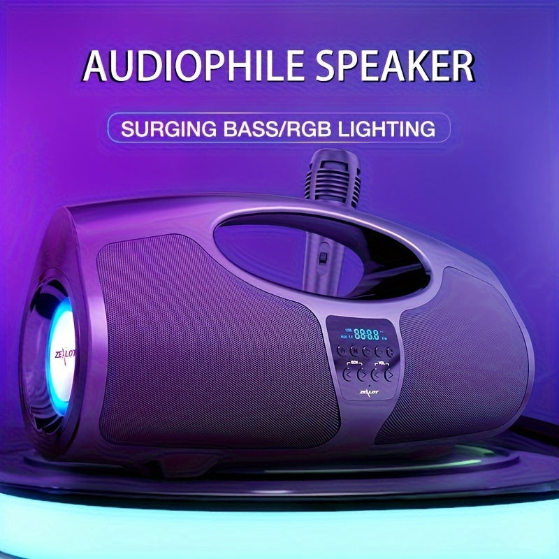 Zealot P1 60W Wireless Portable Singing Speaker - High-Power Dual Speaker with Karaoke Mic, Subwoofer, 3D Surround Sound, Surging Bass, FM TF USB Compatibility - Perfect for Home, Car, Outdoor, Camping, and Gift Ideas for Tha