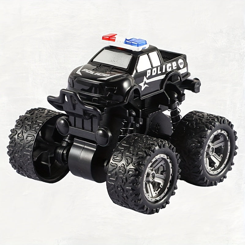 Police Car Rotatable Four-Wheel Drive Inertial Stunt Off-Road Vehicle Model Children'S Toy Boy Toy Car Stall Toy Inertial Off-Road Vehicle Toys Super Resistant Climbing, As Halloween Gift for Winter