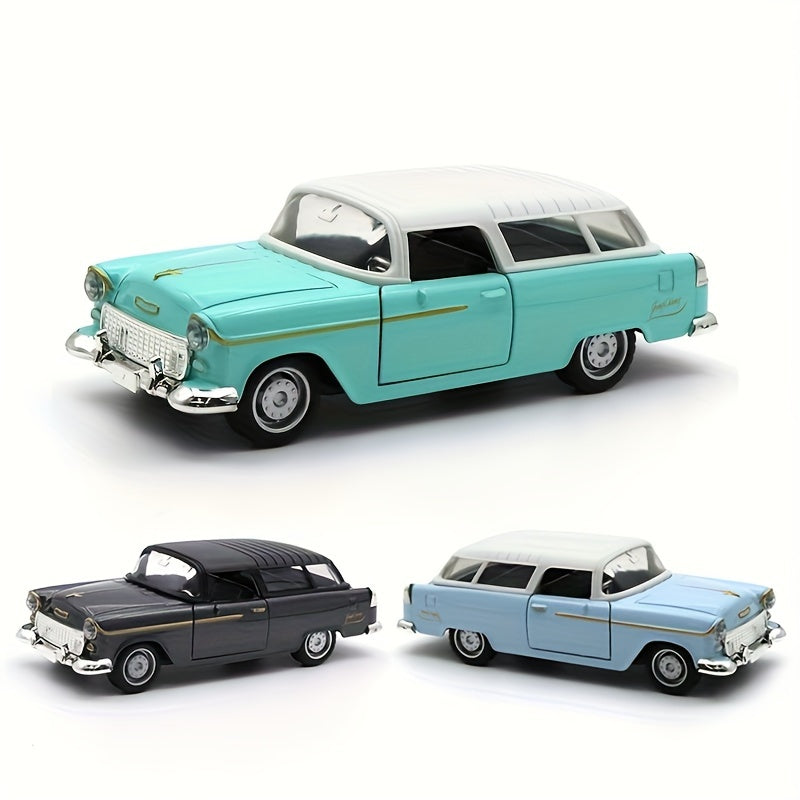 Simulation 1:36 Alloy Retro Classic Car Model Children's Toy Car Ornament Pull Back Car Double Door Can Open Boy Toy, As Halloween Gift