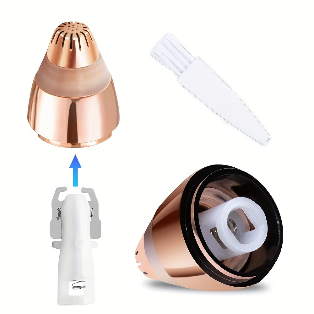 Painless Eyebrow Hair Remover Replacement Heads - Replacement Blades with Cleaning Brush, No Electricity Needed, for Home, Salon, or Travel - Compatible with Manual Trimmers - As Seen On TV (Rose Golden), Salon Grooming Tool,