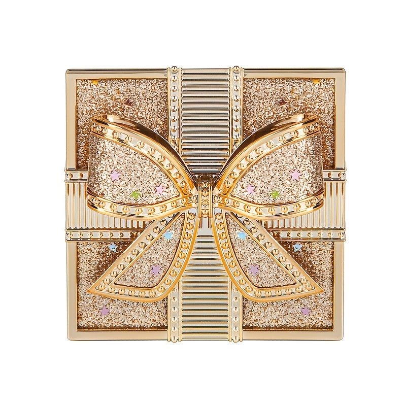 Elegant Bowknot Air Powder - Lightweight, Long-Lasting Oil Control &amp; Waterproof Setting Powder for All Skin Tones, Ivory White &amp; Cool Beige, Matte Finish with Glittery Golden Bow Design