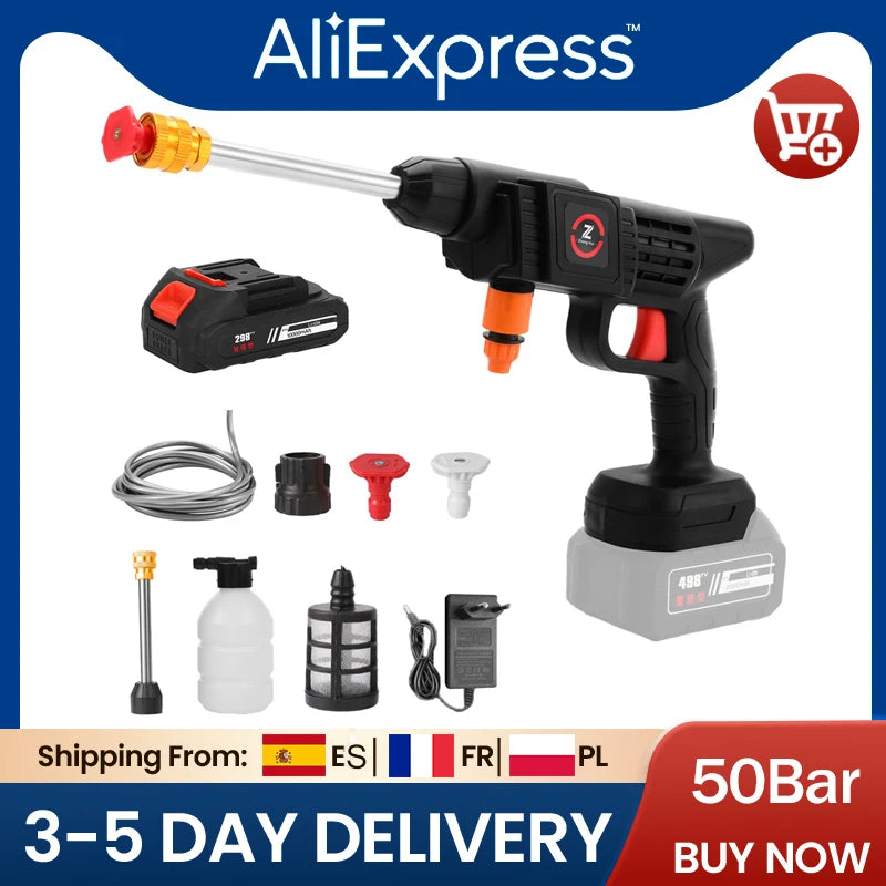 50Bar Cordless High Pressure Cleaner Washer Spray Water Gun Car Wash Pressure Water Cleaning Machine for Makita 21V Battery