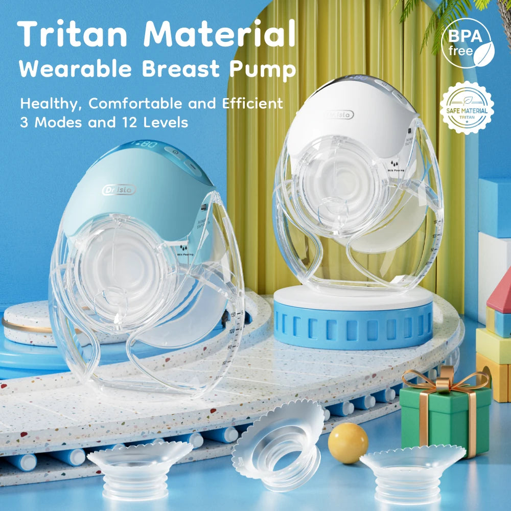 MAMIJOY 2PCS Ultra-thin Wearable Electric Breast Pump Ultra-light Low Noise 3Modes 12 Suction Levels With 18/21/24mm Flange EB51