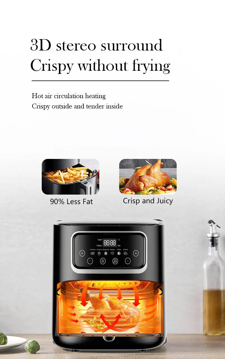 10L Large Capacity Electric Air Fryers Oil-free Automatic House