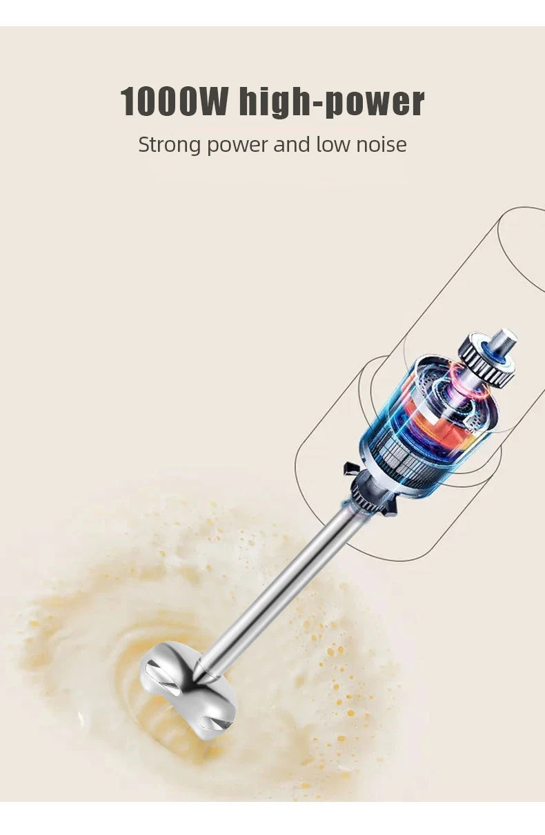 1000W Electric Stick Hand Blender 4 in 1 Handheld Mixer Stainless Steel Blade Vegetable Meat Immersion Egg Whisk Juicer Set