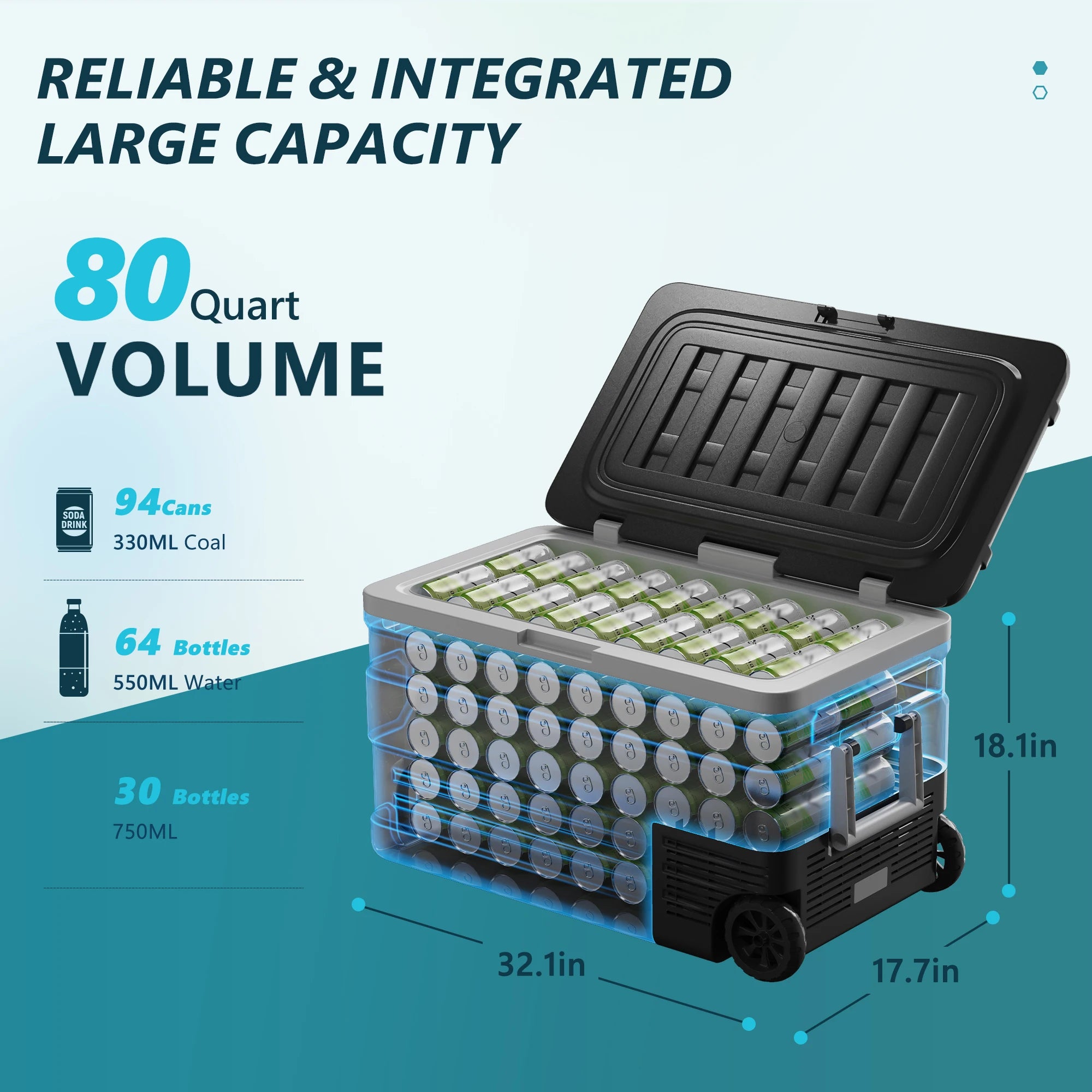 SIMZLIFE 80QT(75L)Car Refrigerator, Electric Cooler,12V/24V DC,110-240V AC,-4℉~68℉ Portable Freezer with Wheels,For Camping,RV