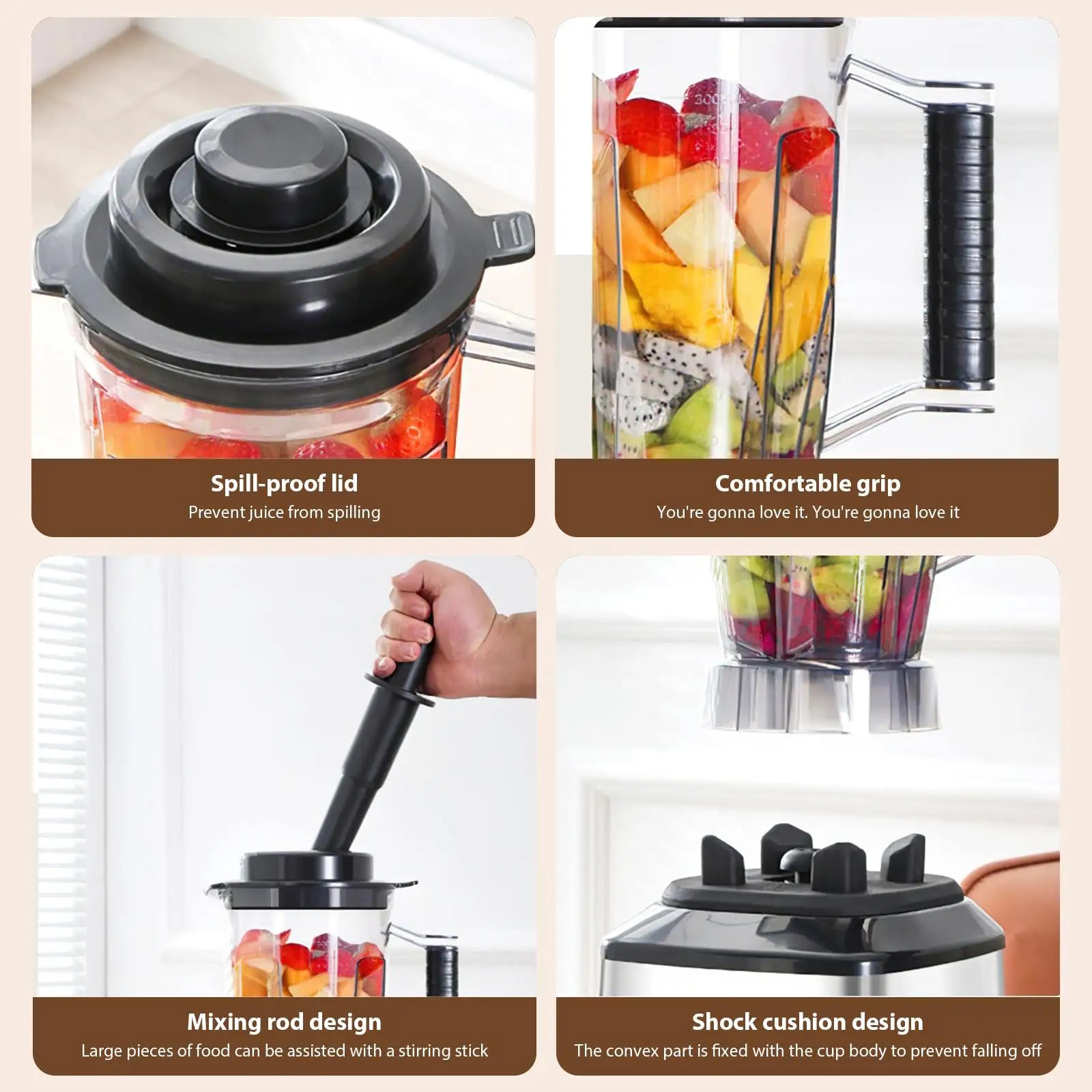 3 in1 9500W Heavy Duty Grade Blender Mixer Juicer High Power Food Processor Ice Smoothie Bar Fruit Blender