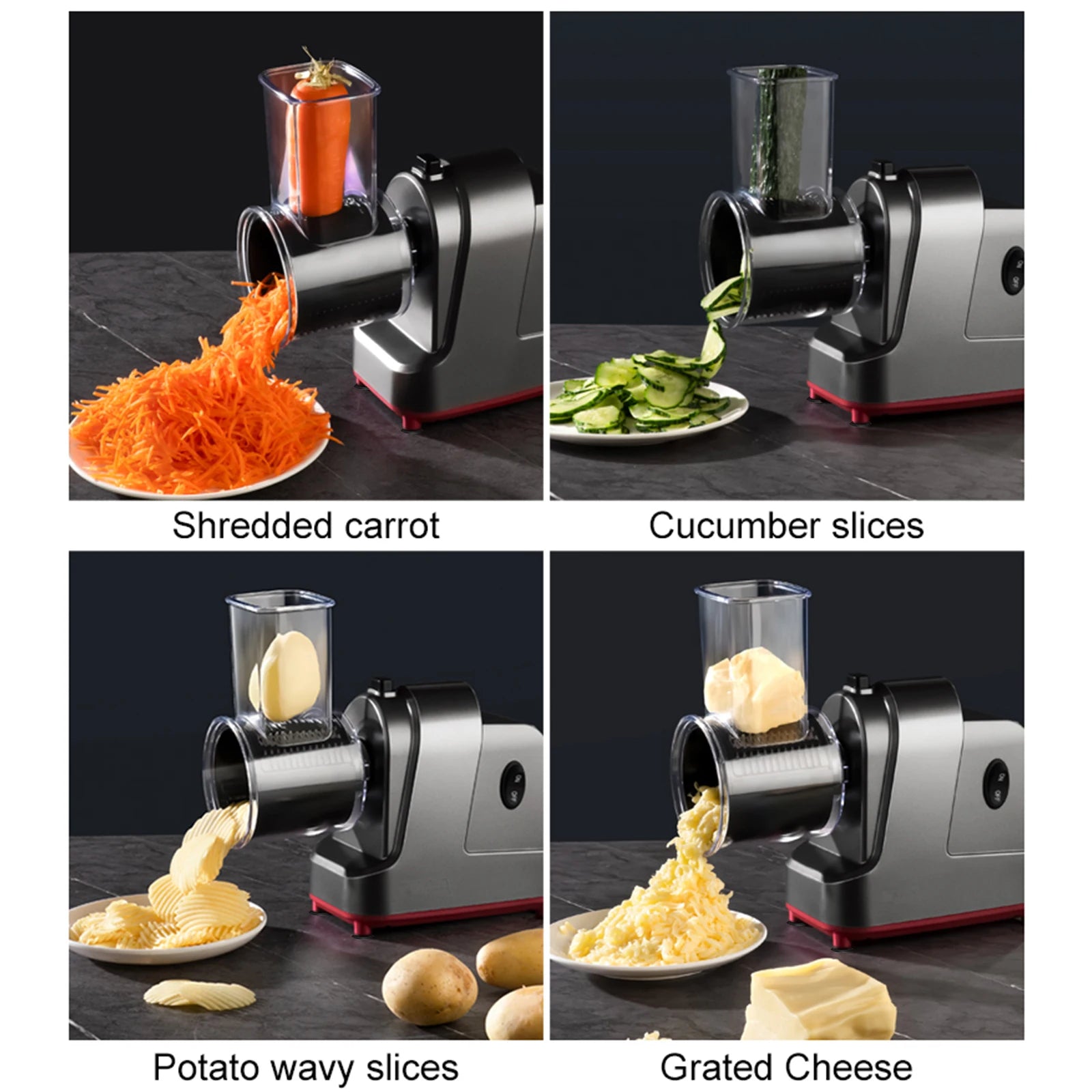 250W Electric Vegetable Slicer Cutter Slicer Shredder Grinder 5in1 Multifunctional Food Processor  for Cheese Nut Fruit Veggies