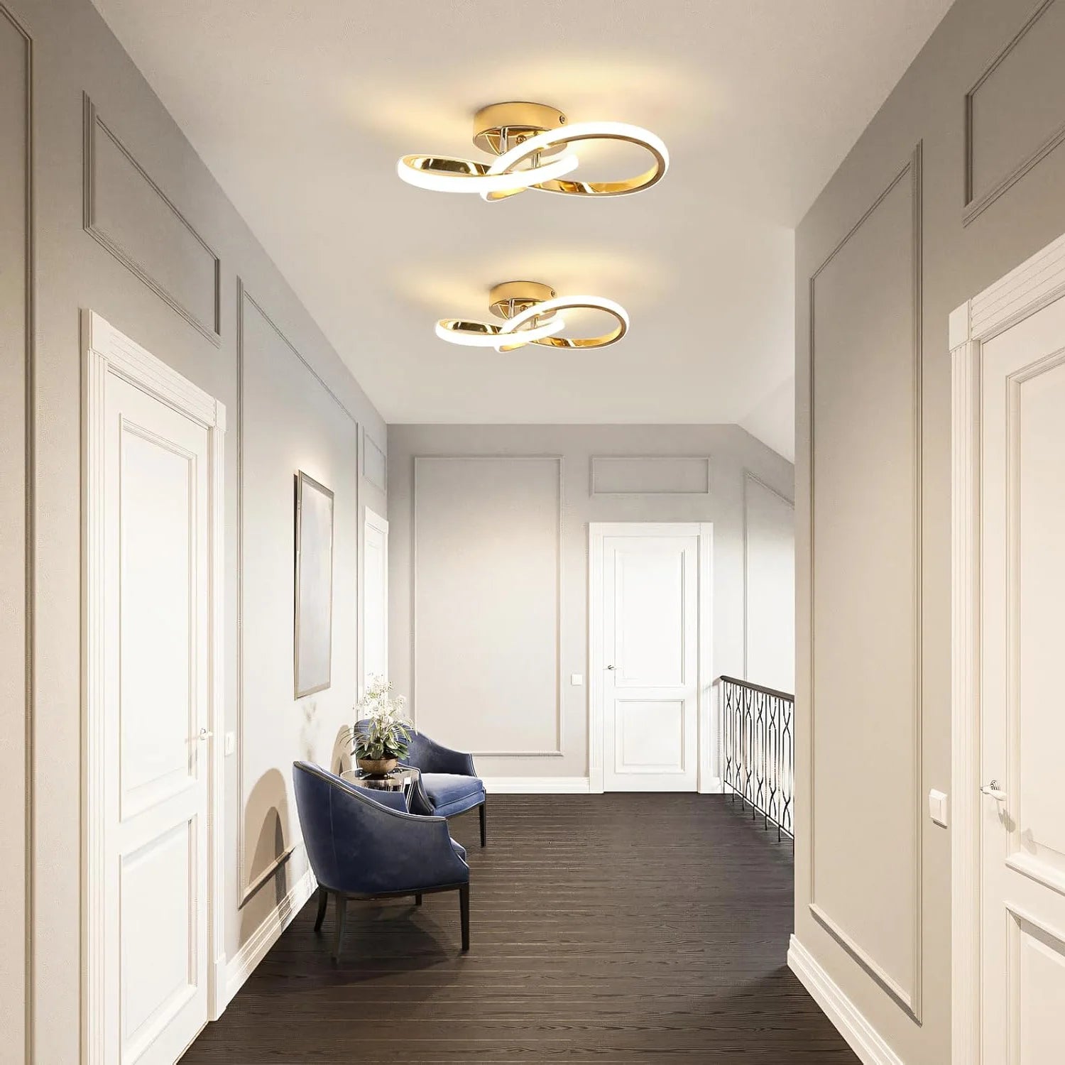 LED Ceiling Light,Modern LED Ceiling Light,Curved Design Ceiling Lamp for Bedroom,Living Room,Kitchen,Hallway