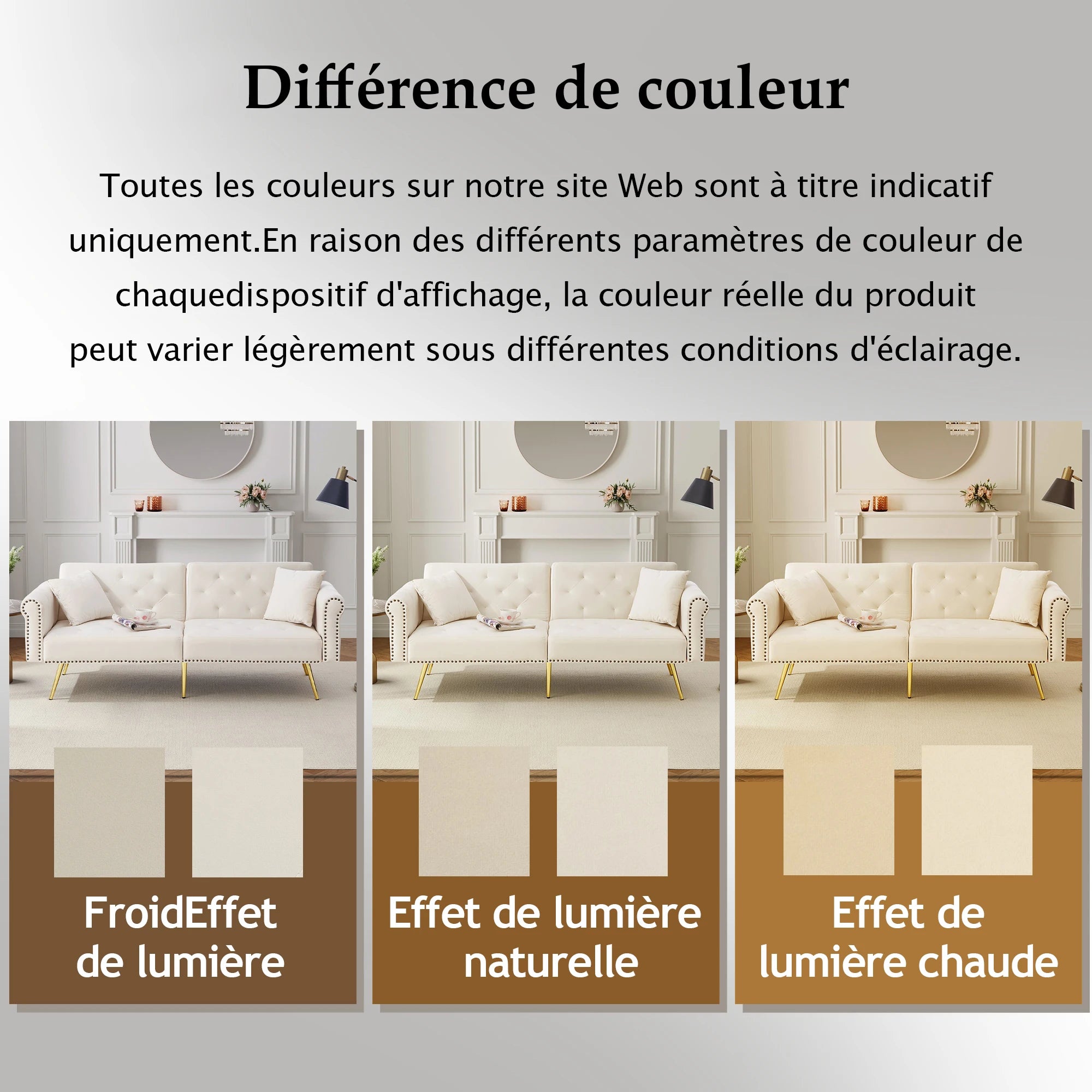 Modernes 2-Sitzer-Schlafsofa MIT Samtbezug, 3-stufiger Rückenlehne, vergoldeten Metallfüßen et Schlaffunktion