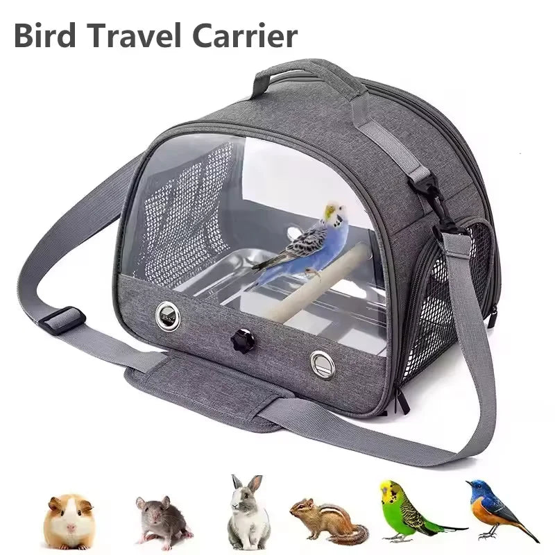 Portable Bird Travel Carrying Box Transport Bird Cage with Stainless Steel Tray Pet Multifunctional Parrot Bird Bag Outdoor