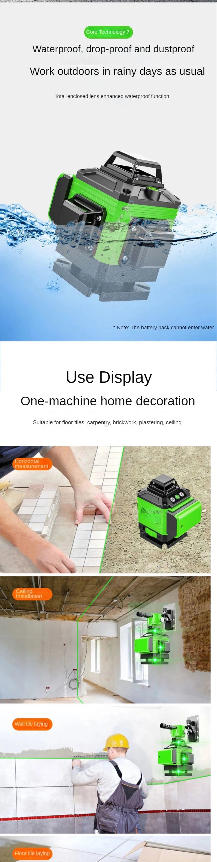 16/12 Lines 4D Laser Level green line SelfLeveling 360 Horizontal And Vertical Super Powerful Laser level green Beam laser level