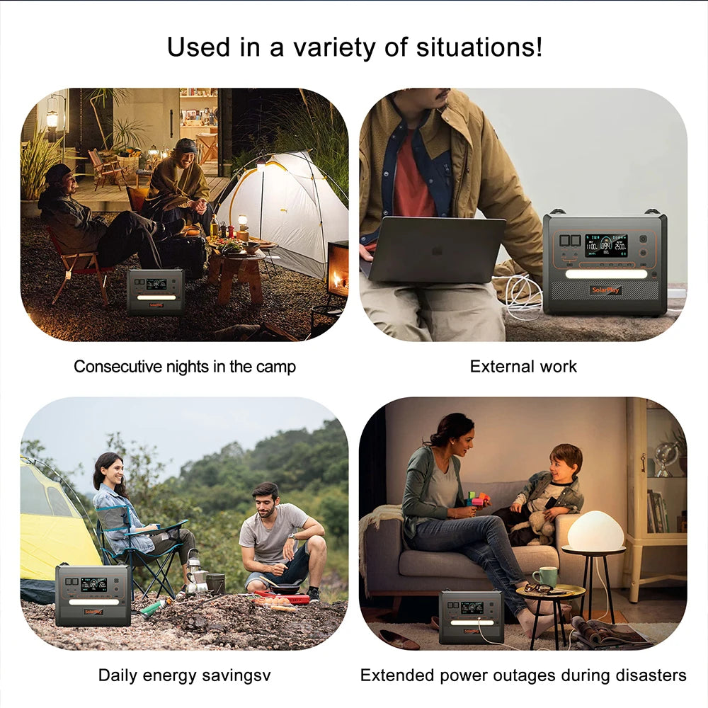 SOLARPLAY Q2501 Q2402M Portable Power Station 2160WH 2304WH LiFePO4 Battery with 2400W/2500W (4800W Peak) Solar Generator