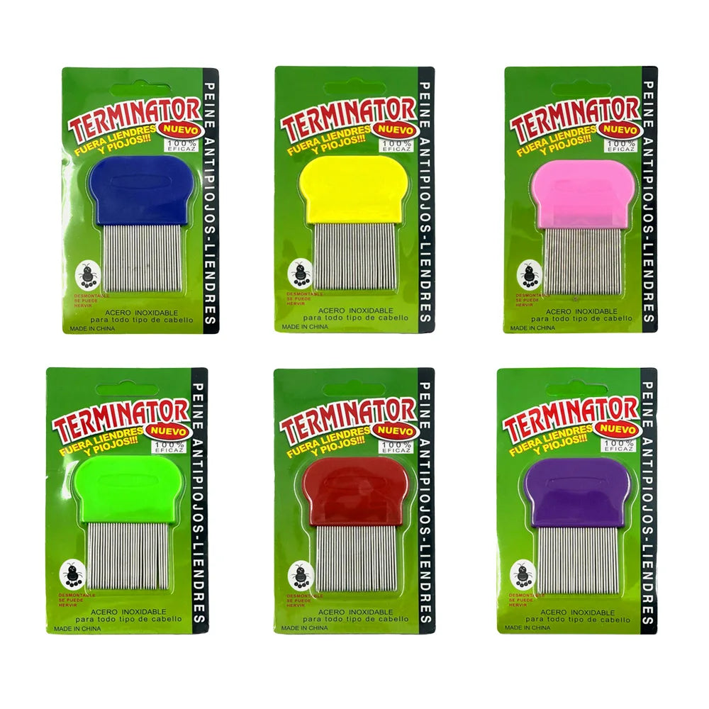 Custom Logo Classic Style Stainless Steel Lice Nit Comb ABS/PC Plastic Handle Home Use Portable Hair Brush