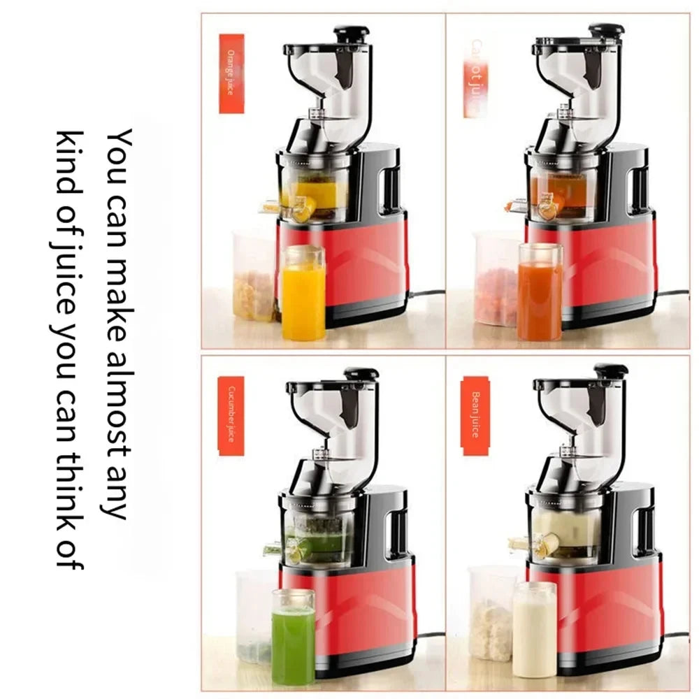 GECOFEER Large Caliber Slow Masticating Juicer Cold Press Juicer Feed Chute Fit Whole Fruits Vegetables High Juice Yield