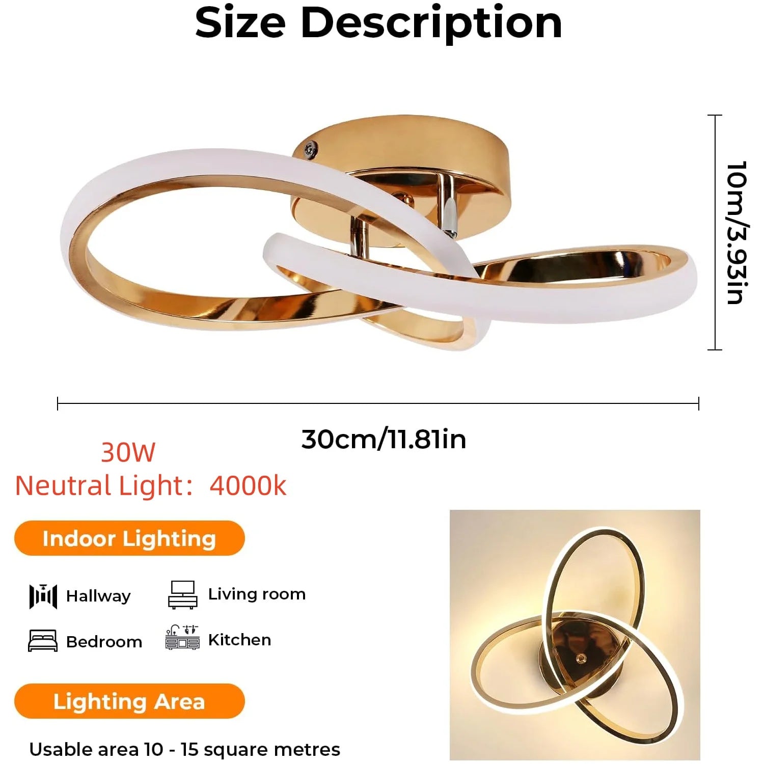 LED Ceiling Light,Modern LED Ceiling Light,Curved Design Ceiling Lamp for Bedroom,Living Room,Kitchen,Hallway