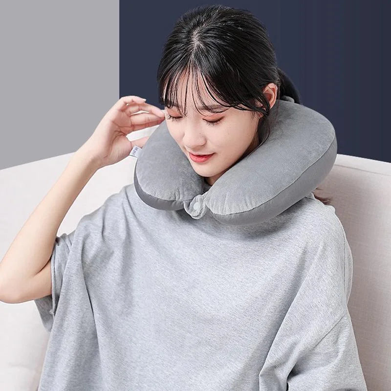 Travel pillow neck pillow airplane travel car rest pillow home office travel neck pillow snap button with soft cover