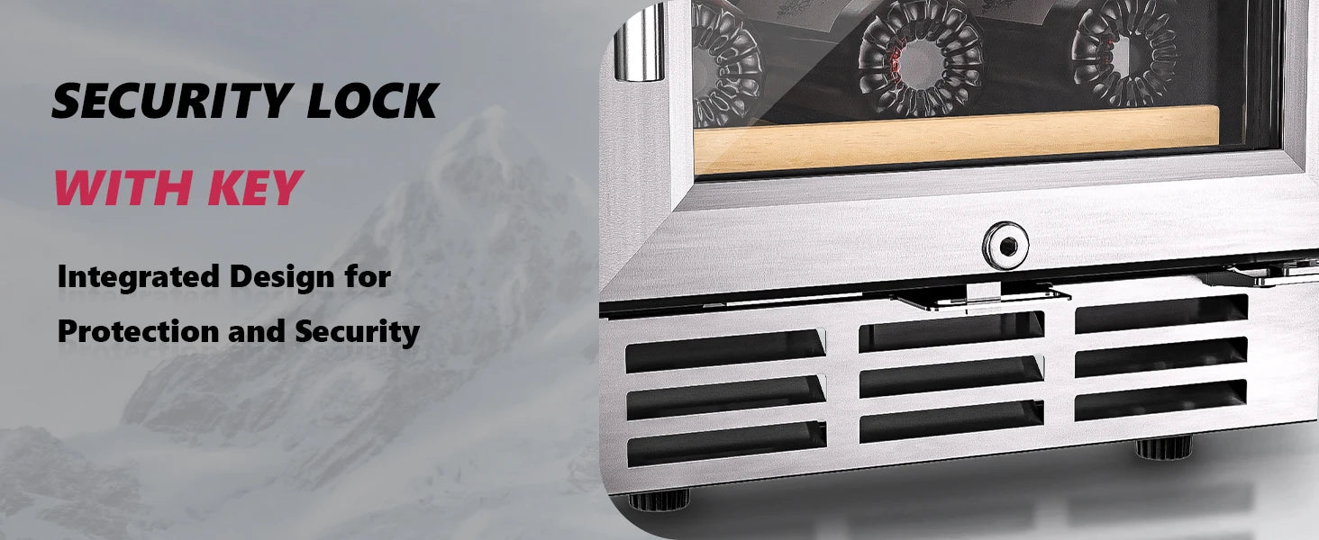 SIMZLIFE 15 Inch Wine Fridge Dual Zone Wine Cooler with Digital Temperature Control with Double Layer Glass Door 33 Bottles