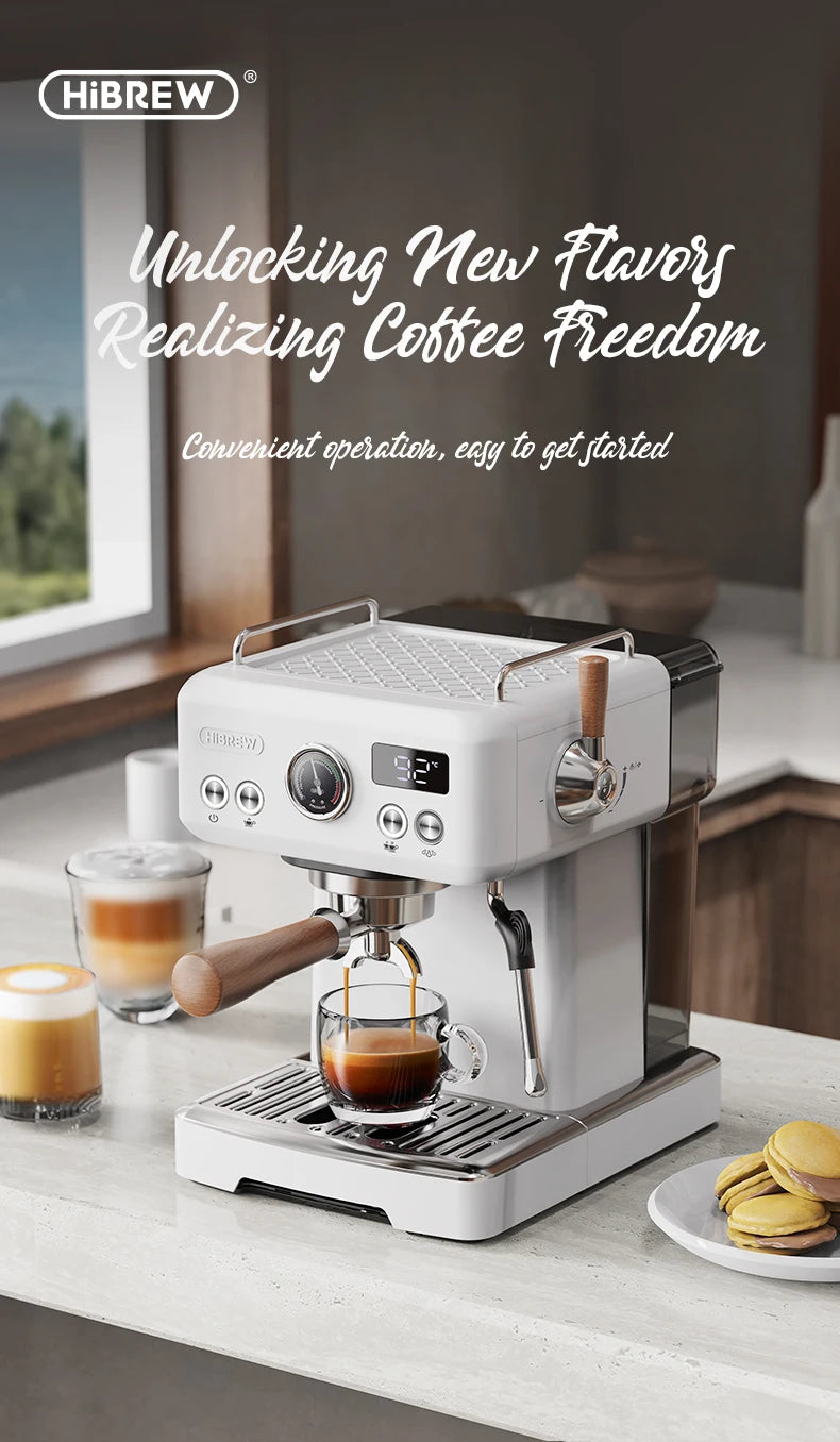HiBREW H10plus Semi Automatic Espresso Coffee Machine DIY Function 20Bar Pressure Temperature Adjustable For Cappuccino & Latte