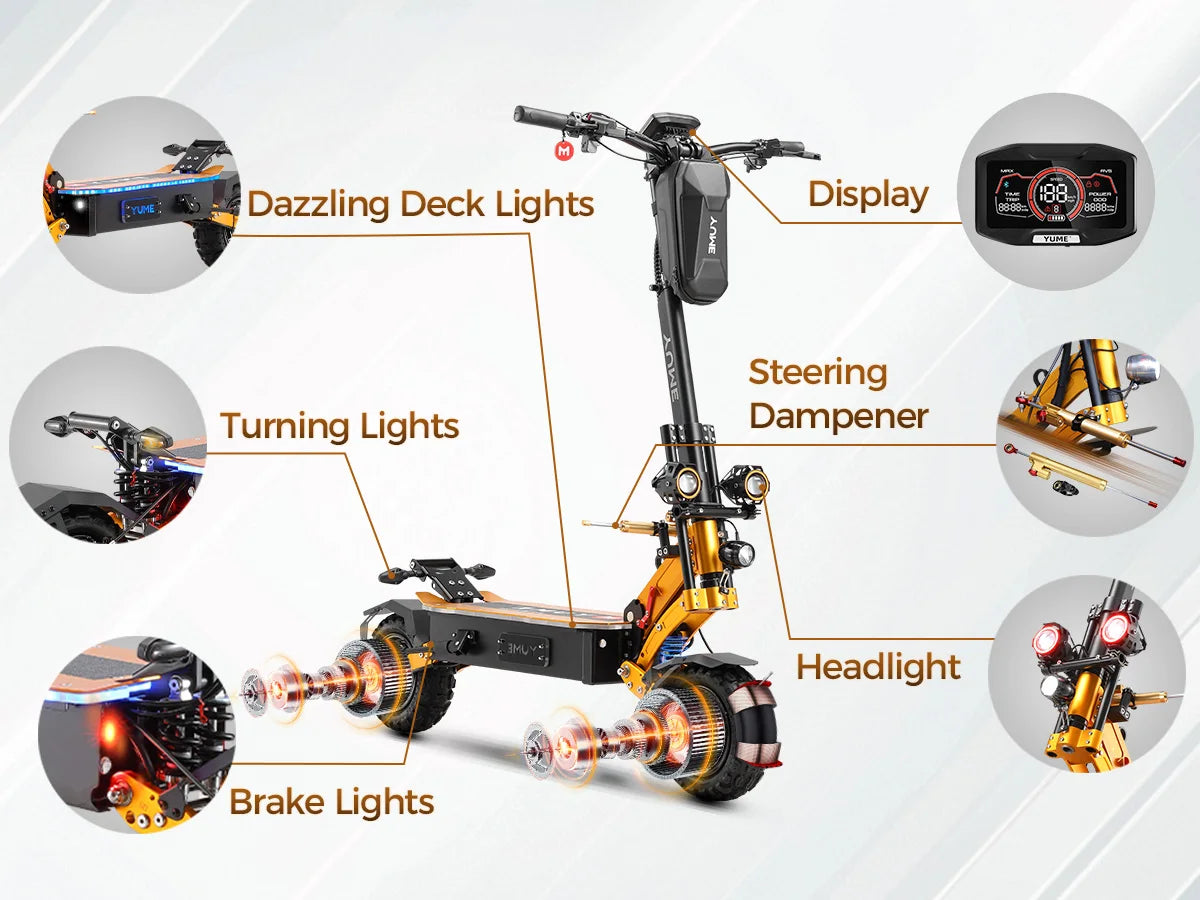 For YUME 60v X11+ Dual Motor Electric Scooter 11 Inch Big Wheel Foldable Kick Scooter New Road Electric Vehicle