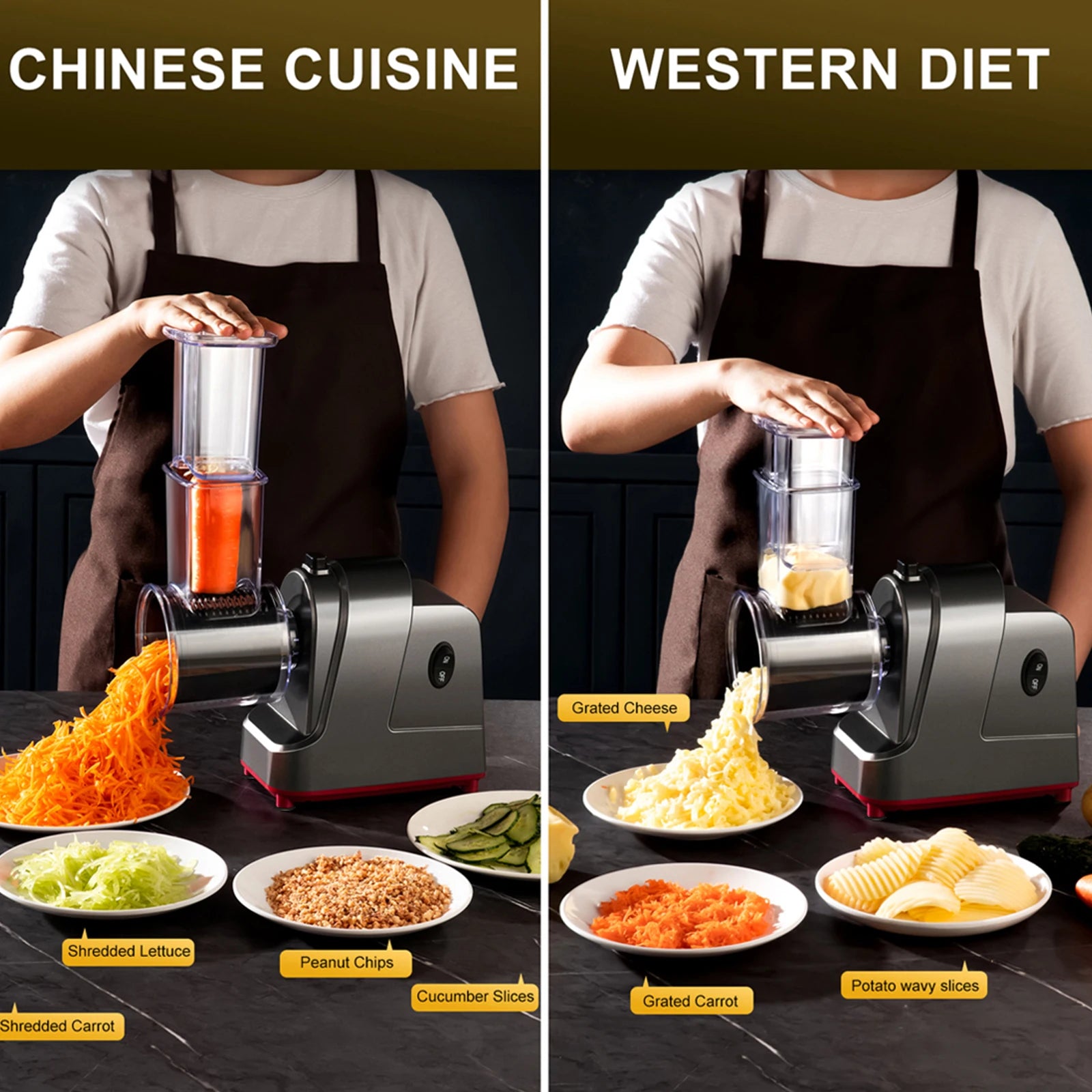 250W Electric Vegetable Slicer Cutter Slicer Shredder Grinder 5in1 Multifunctional Food Processor  for Cheese Nut Fruit Veggies