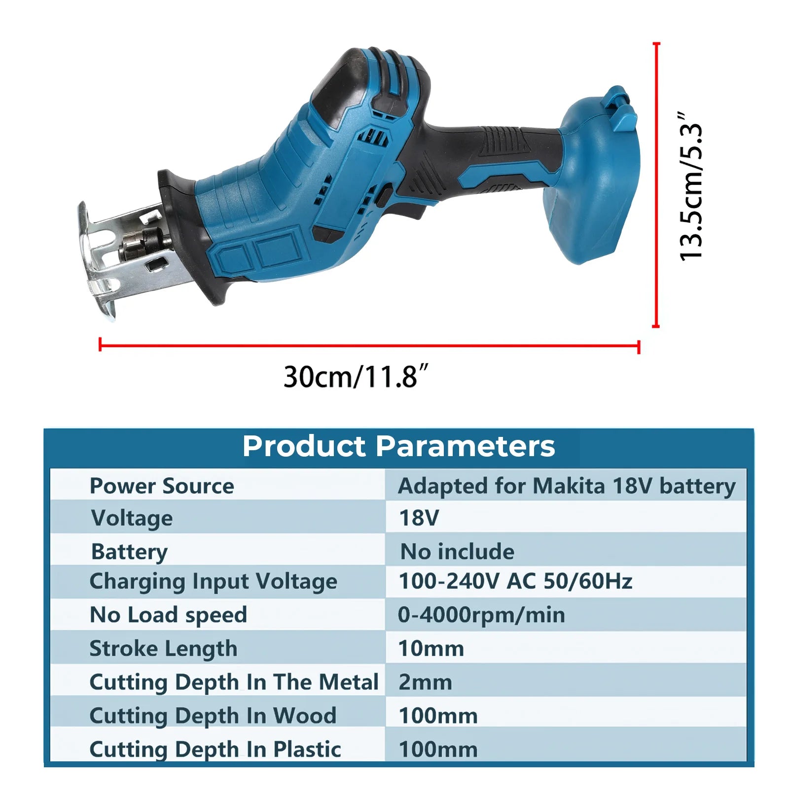 100mm Cordless Electric Reciprocating Saw 3000rpm Variable Speed Metal Wood Cutting Tools Electric Saw For Makita 18V Battery