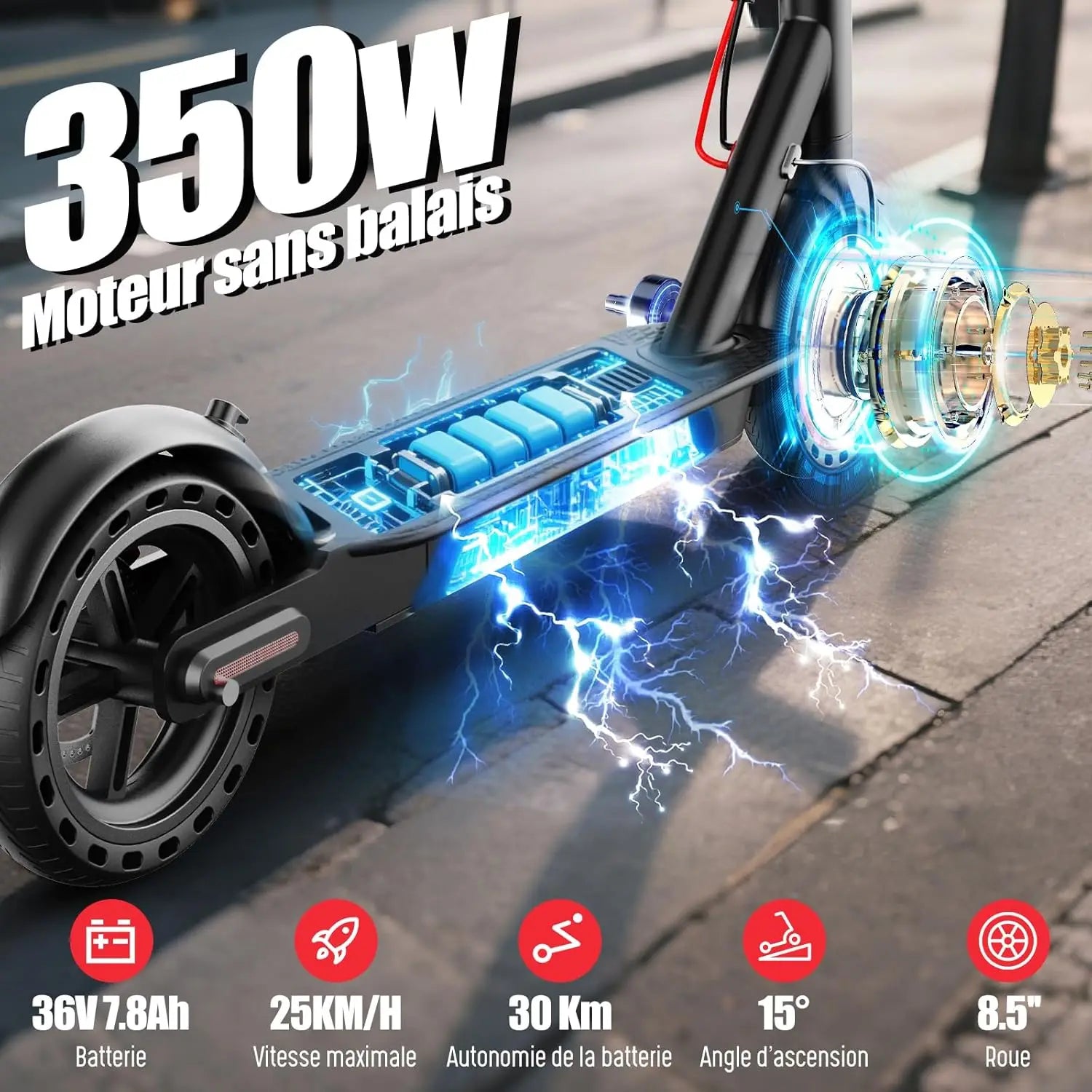 Adult TODIMART T3 electric scoot 350W engine powerful 36V 7.8AH 20-30KM lightweight APP