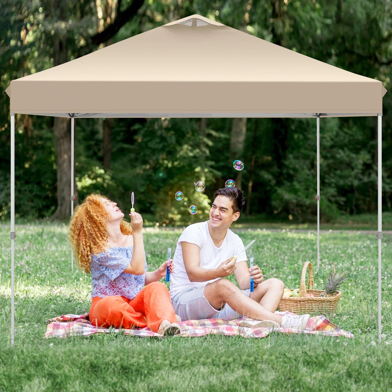 3x3m Gazebo Pop Up Canopy Tent Waterproof Foldable Gazebo Height Adjustable Party Tent For Beach Garden PartyCamping No Sidewall