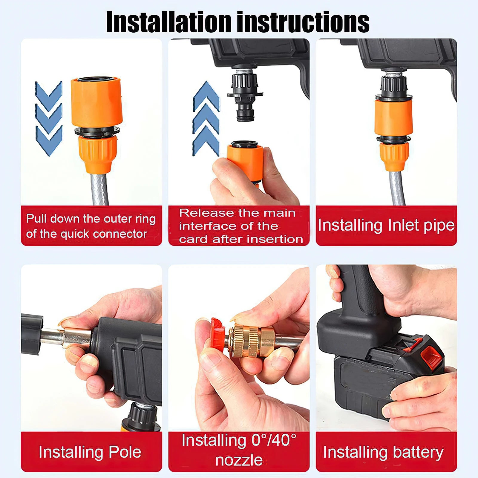 1500W Cordless High Pressure Washer Spray Water Gun Car Wash Pressure Water Cleaning Machine for Makita 18V Battery