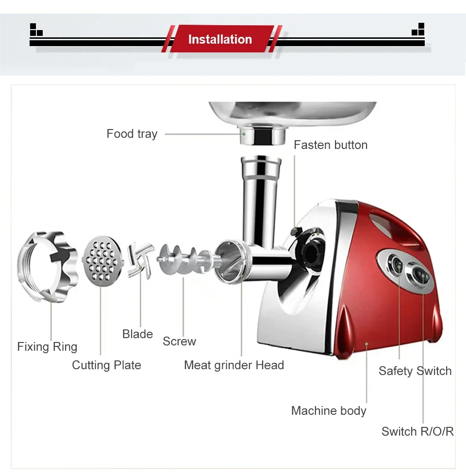 Electric meat grinder with biscuit prefix, can be processed by pressing the button, easy to operate and clean