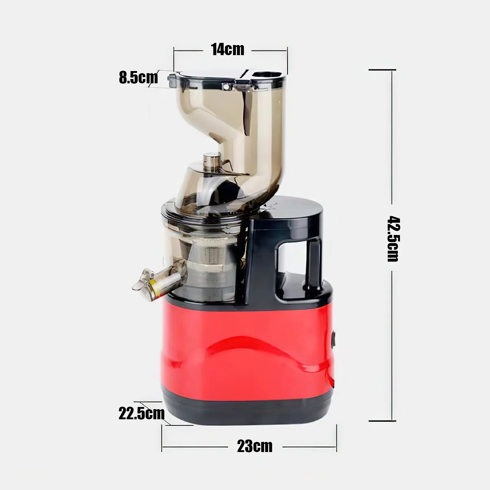GECOFEER Large Caliber Slow Masticating Juicer Cold Press Juicer Feed Chute Fit Whole Fruits Vegetables High Juice Yield