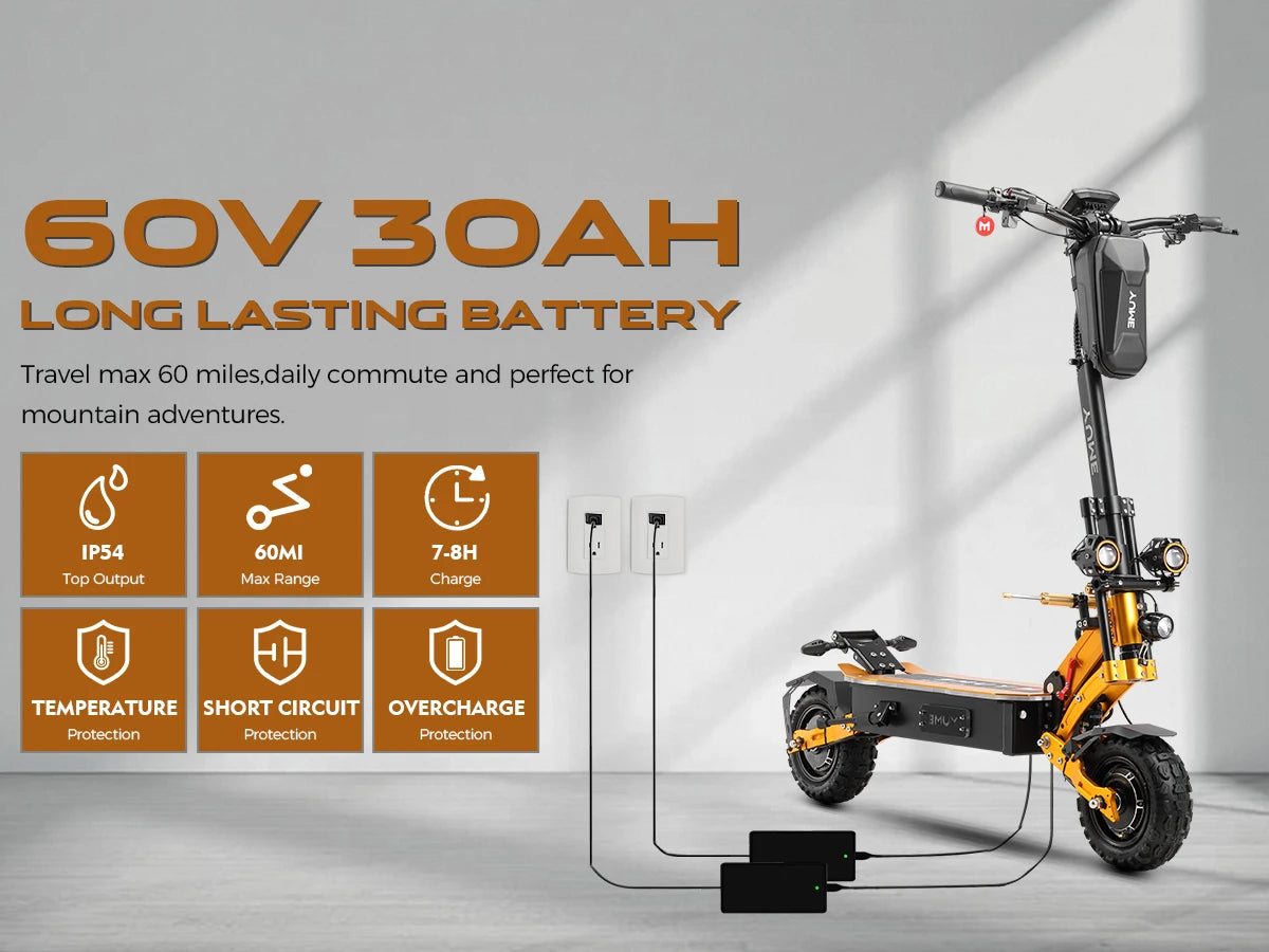 For YUME 60v X11+ Dual Motor Electric Scooter 11 Inch Big Wheel Foldable Kick Scooter New Road Electric Vehicle