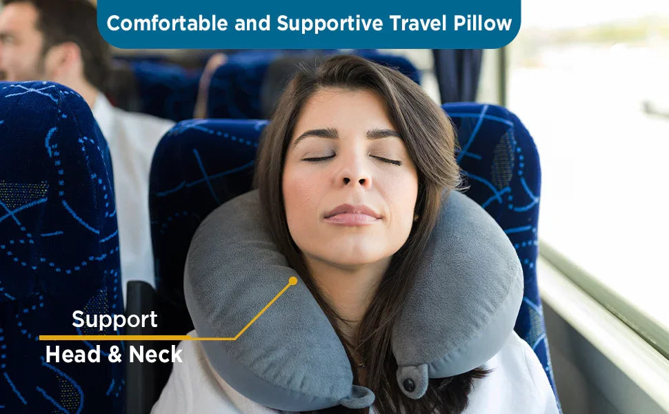 Travel pillow neck pillow airplane travel car rest pillow home office travel neck pillow snap button with soft cover