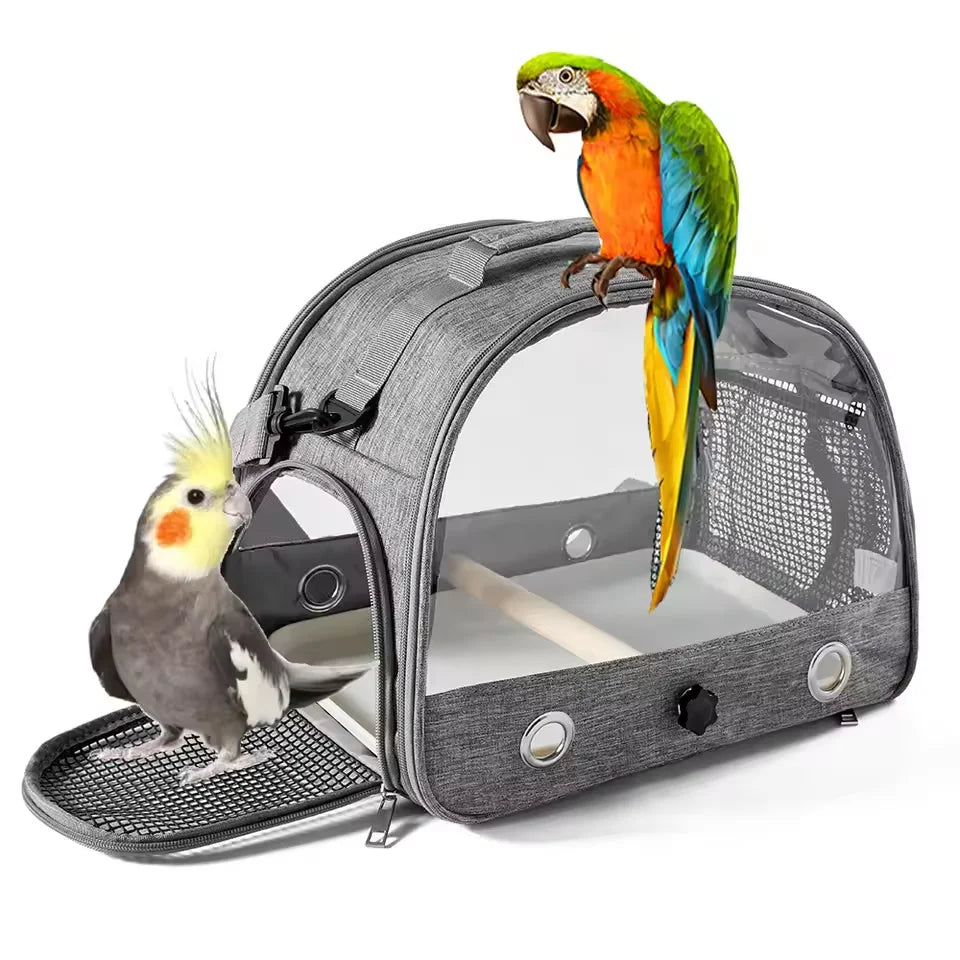 Portable Bird Travel Carrying Box Transport Bird Cage with Stainless Steel Tray Pet Multifunctional Parrot Bird Bag Outdoor