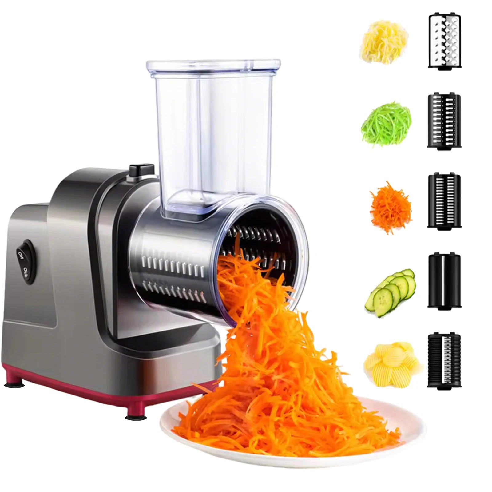 250W Electric Vegetable Slicer Cutter Slicer Shredder Grinder 5in1 Multifunctional Food Processor  for Cheese Nut Fruit Veggies