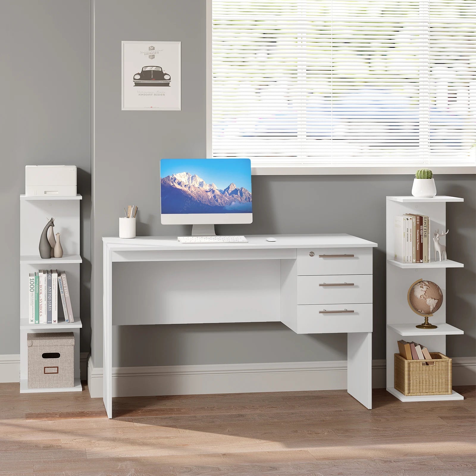 Unité d'étagère murale de salon, rangement autoportant à 7 niveaux, décor de bibliothèques pour chambre à coucher, cuisine, balcon