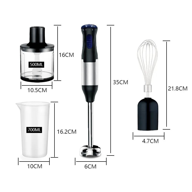 1000W Electric Stick Hand Blender 4 in 1 Handheld Mixer Stainless Steel Blade Vegetable Meat Immersion Egg Whisk Juicer Set