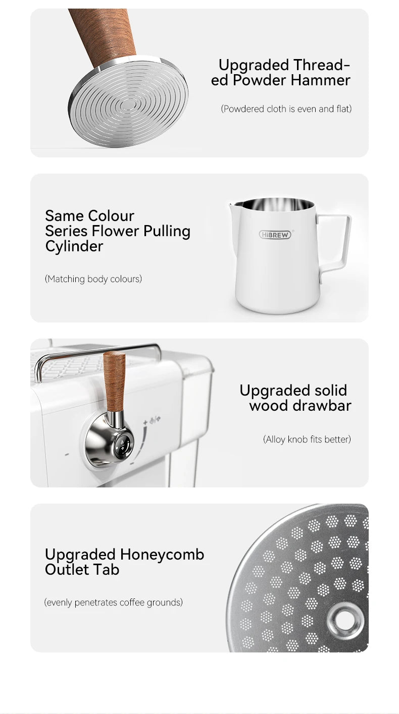 HiBREW H10plus Semi Automatic Espresso Coffee Machine DIY Function 20Bar Pressure Temperature Adjustable For Cappuccino & Latte