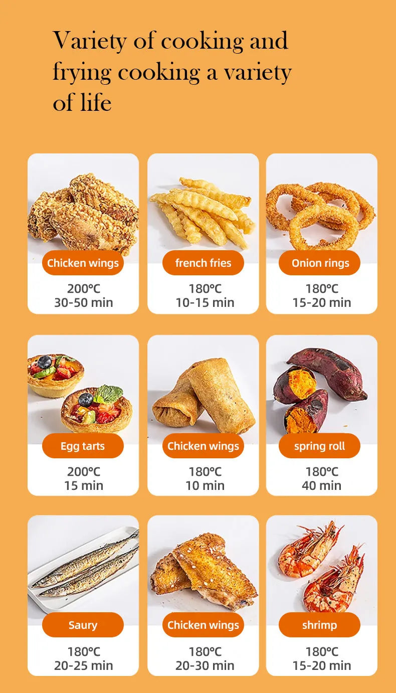 10L Large Capacity Electric Air Fryers Oil-free Automatic House