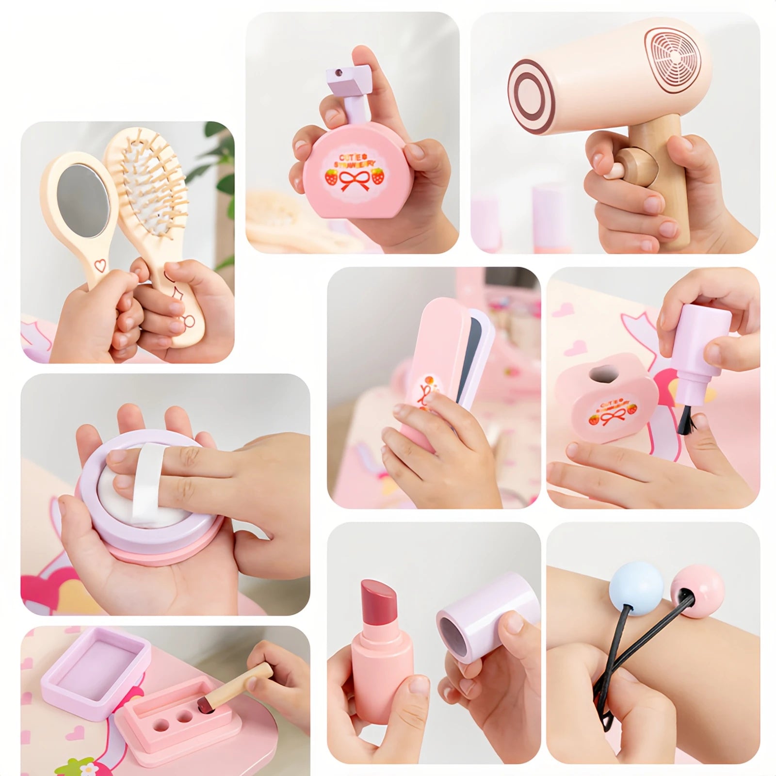 Ensemble de jouet en bois cosmétique pour filles