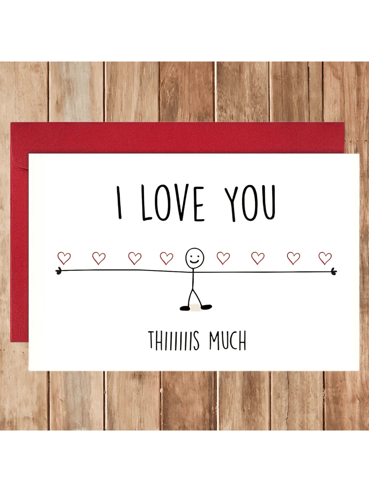 1pc Funny Love Card Valentine's Day Card Anniversary Gift Birthday Card I Love You Thiiiiis Much Small Business Supplies Thank Y