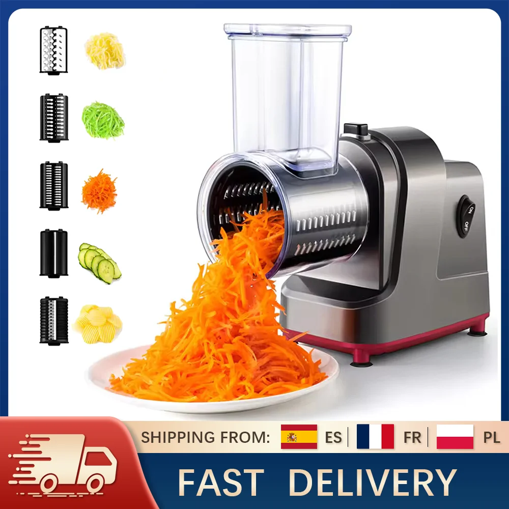 250W Electric Vegetable Slicer Cutter Slicer Shredder Grinder 5in1 Multifunctional Food Processor  for Cheese Nut Fruit Veggies