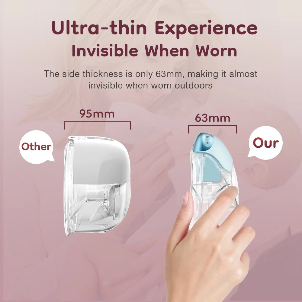 MAMIJOY 2PCS Ultra-thin Wearable Electric Breast Pump Ultra-light Low Noise 3Modes 12 Suction Levels With 18/21/24mm Flange EB51
