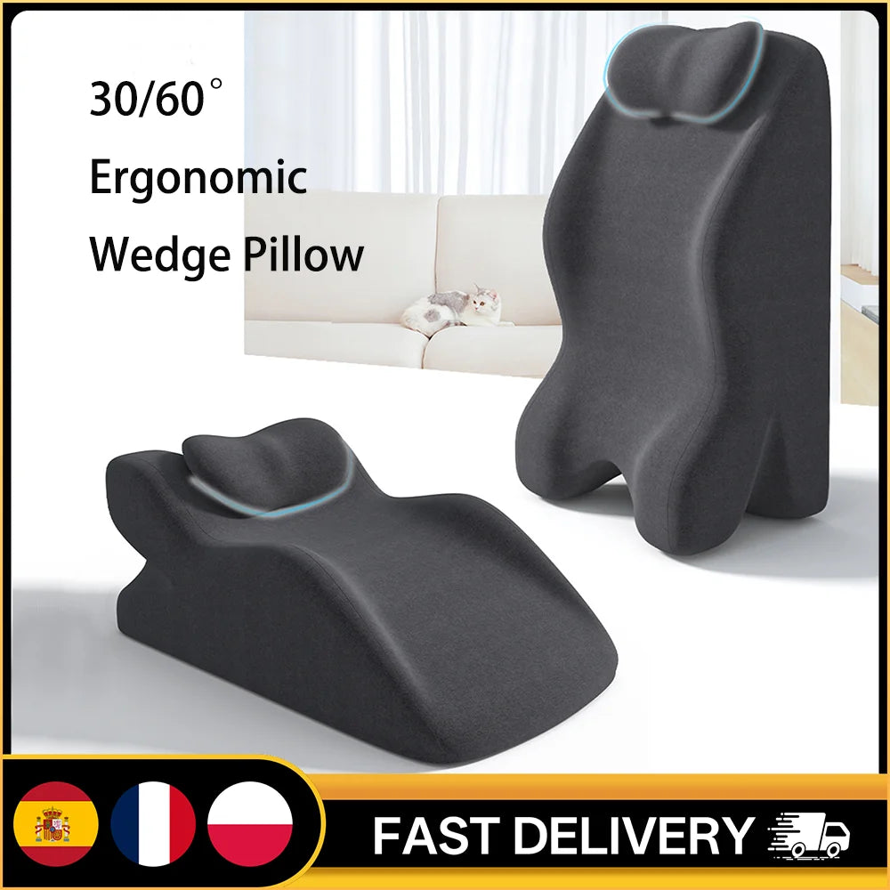 وسادة إسفينية للسرير لعلاج ارتجاع المريء أو النوم في وضعية الانبطاح، وسادة مريحة للاسترخاء والقراءة ووسادة استلقاء للأزواج