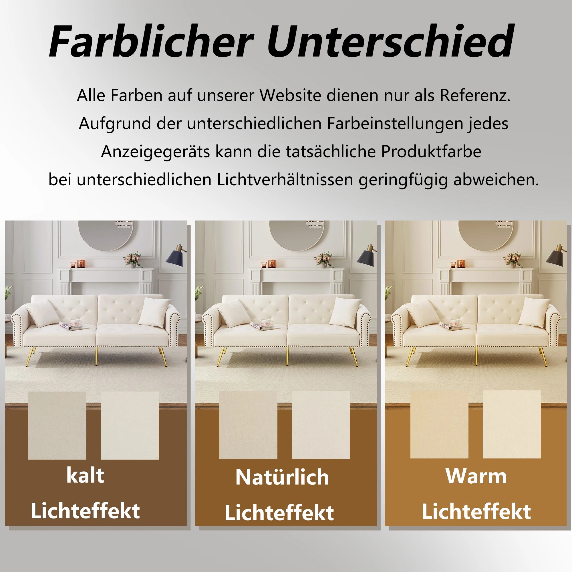 Modernes 2-Sitzer-Schlafsofa MIT Samtbezug, 3-stufiger Rückenlehne, vergoldeten Metallfüßen et Schlaffunktion