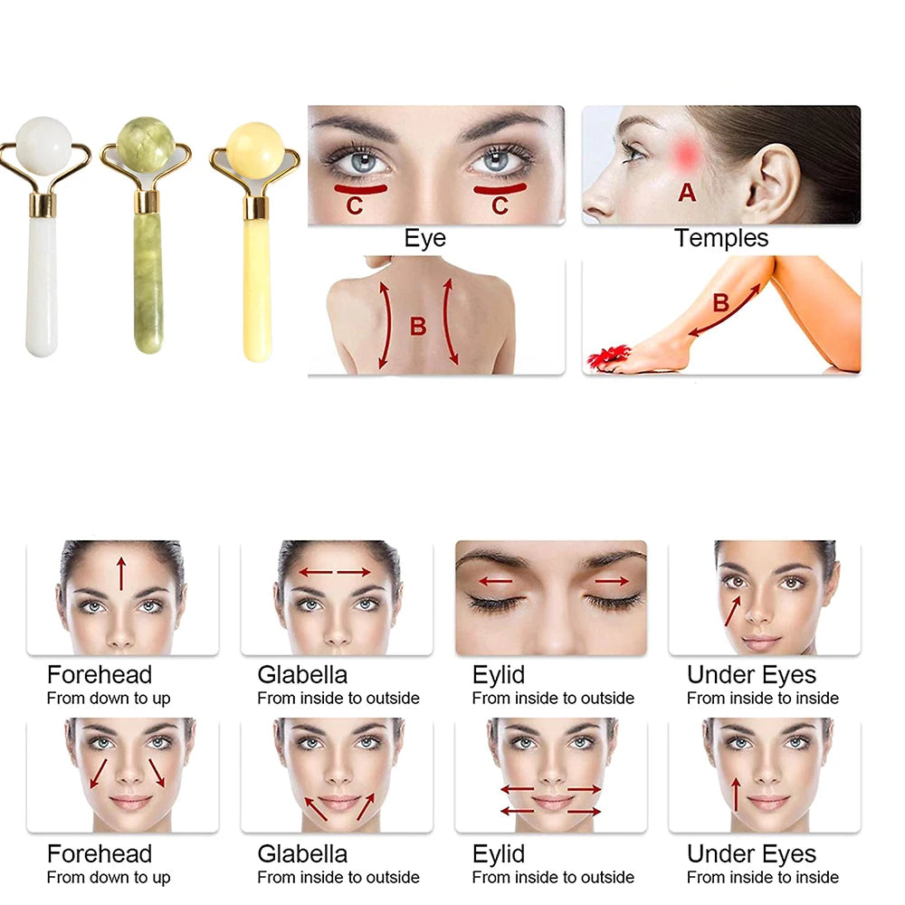 1PC Natural Jade Face Roller Massager Face Neck Body Eye Massage Anti Aging Wrinkles Beauty Slimming Therapy SPA Skincare Tool